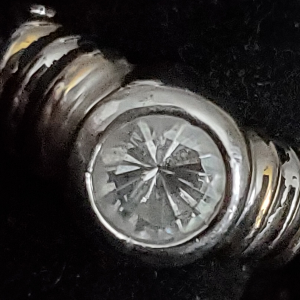 Edco vintage 90s silvertone ring with round clear faux diamond size 5 3/4